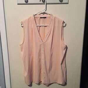 Tahari Blush Pink V-Neck Blouse